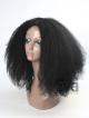 Gorgeous Jet Black Afro Curly Full Lace Human Hair Wig with Silk Top