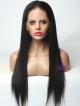 20" 150% Natural Black Silky Straight Human Hair HD Lace Full Lace Wig