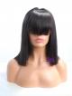 Fake Scalp 14" Silky Straight Bob Full Lace Wig With Bangs