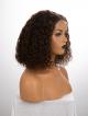 12" 150% Medium Dark Brown Curly Human Hair Full Lace Wig