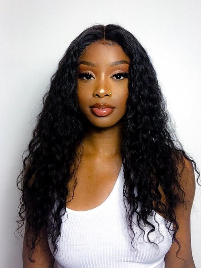 Deep Wave Human Hair Wig With 6" Deep Parting Lace Cap