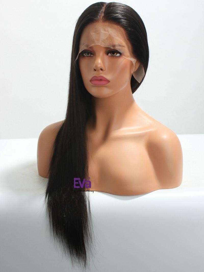 18" MEDIUM REDDISH BROWN SILKY STRAIGHT 4" LACE FRONT WIG 