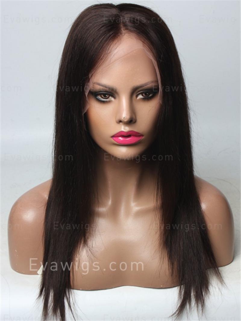 18" #2 Pre-plucked Hairline Silky Straight Full Lace Human Hair Wig