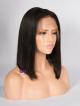 14" 150% Natural Black Silky Straight Summer Bob Human Hair 4" Lace Front Wig