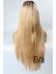Blonde Long Sleek Straight Full Lace Virgin Human Hair Wig with Dark Root