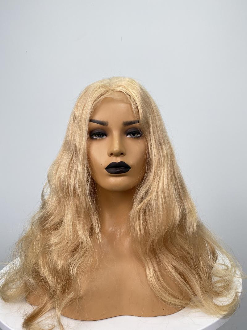 18 inch wave blonde with silk top full lace wig