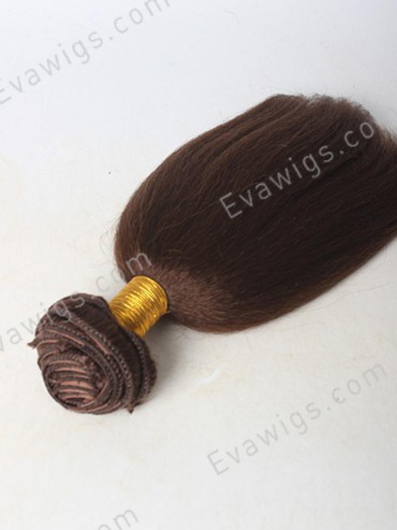 10" Kinky Straight Medium Reddish Brown Indian Remy Human Hair Clip-in 