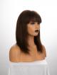 12" 130% Medium Dark Brown Yaki Straight Human Hair Full Lace Wig With Fake Scalp