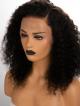 16" 180% Natural Black Curly Human Hair Full Lace Wig