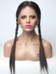 20" 180% OFF BLACK SILKY STRAIGHT FULL LACE CAP PETITE SIZE WIG WITH FAKE SCALP