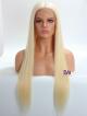 24" 150% Pale Blonde Silky Straight Human Hair 6" Lace Front Wig